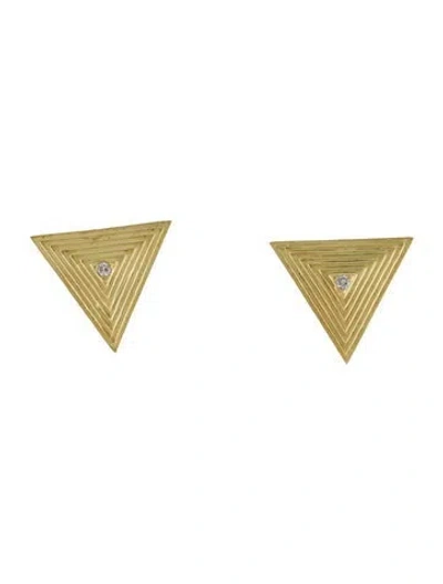 Pre-owned Tanya Farah 14k Diamond Triangle Stud Earrings In Multi