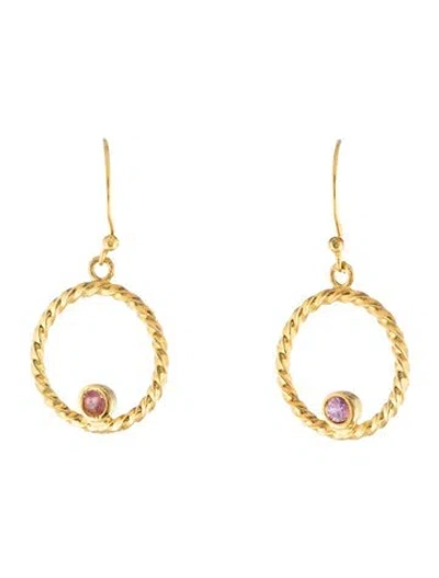 Pre-owned Tanya Farah 14k Sapphire & Tourmaline Braided Drop Earrings In Multicolor