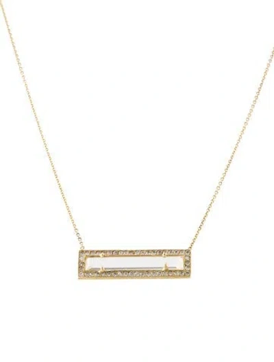 Pre-owned Tanya Farah 18k 1.40ctw Quartz & Diamond Bar Pendant Necklace, 18.5" In Multi