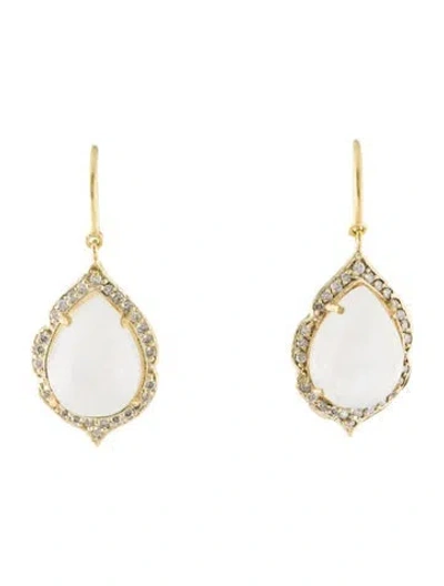 Pre-owned Tanya Farah 18k 7.87ctw Moonstone $ Diamond Drop Earrings In Multi