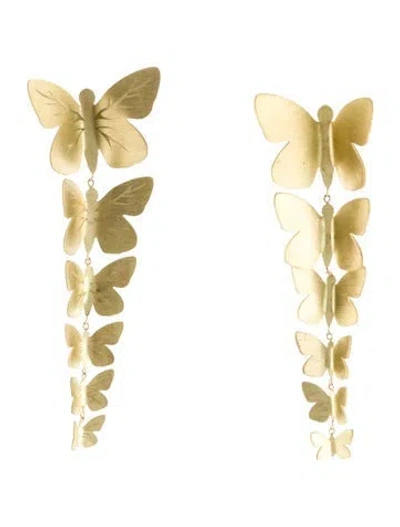 Pre-owned Tanya Farah 18k Butterfly Drop Earrings In Multi