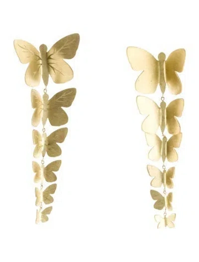 Pre-owned Tanya Farah 18k Butterfly Drop Earrings In Multicolor