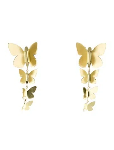 Pre-owned Tanya Farah 18k Cascading Butterfly Drop Earrings In Multi