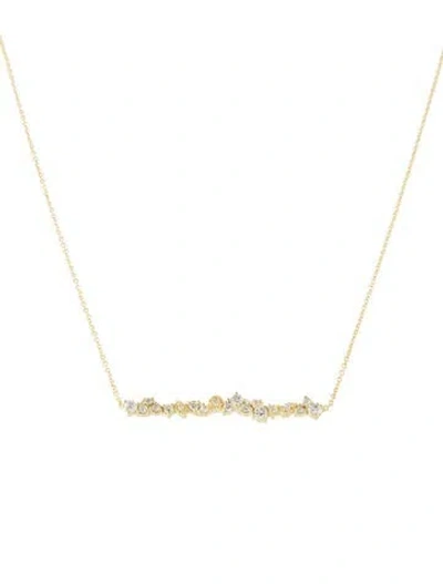 Pre-owned Tanya Farah 18k Diamond Confetti Bar Necklace, 17" In Multi