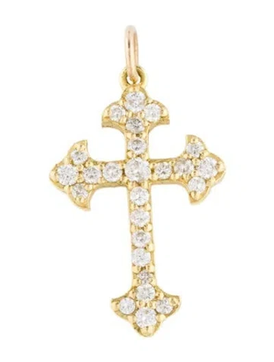 Pre-owned Tanya Farah 18k Diamond Cross Pendant In Multi