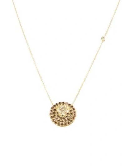 Pre-owned Tanya Farah 18k Diamond Disc Pendant Necklace, 18.25" In Multi