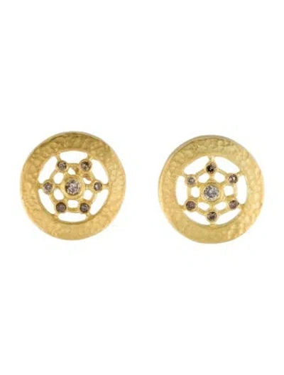 Pre-owned Tanya Farah 18k Diamond Dreamcatcher Stud Earrings In Multi