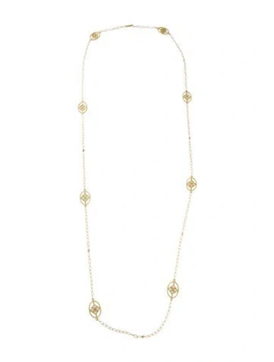 Pre-owned Tanya Farah 18k Diamond Flower Station Necklace, 36" In Multi