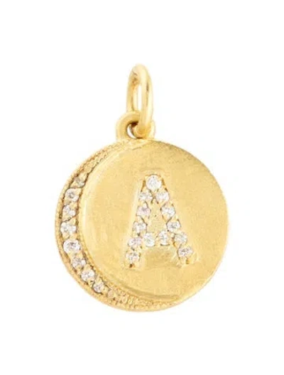 Pre-owned Tanya Farah 18k Diamond Initial 'a' Disc Pendant In Multicolor