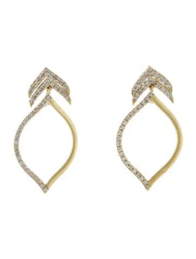 Pre-owned Tanya Farah 18k Diamond Open Marquise Drop Earrings In Multi