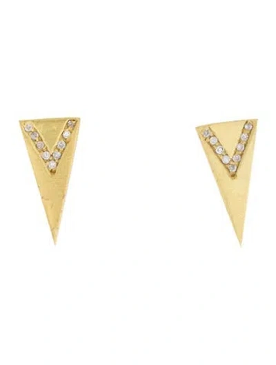 Pre-owned Tanya Farah 18k Diamond Triangle Stud Earrings In Multi
