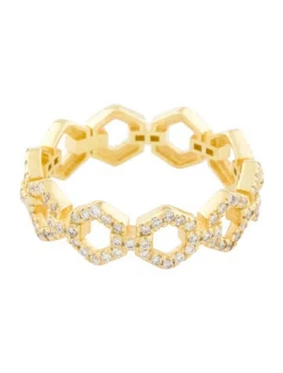 Pre-owned Tanya Farah 18k Lab-grown Diamond Honeycomb Band In Multi