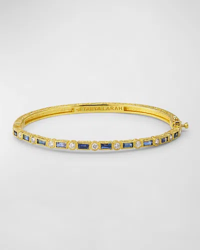 Tanya Farah 18k Yellow Gold Bangle Bracelet With Blue Sapphires And Diamonds