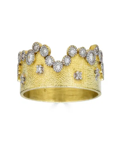 Tanya Farah 18k Yellow Gold Royal Couture Diamond Bezel Crown Ring