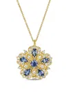 Tanya Farah 18k Yellow Gold Sapphire And Diamond Pendant In Gold