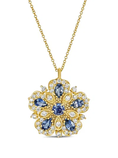 Tanya Farah 18k Yellow Gold Sapphire And Diamond Pendant