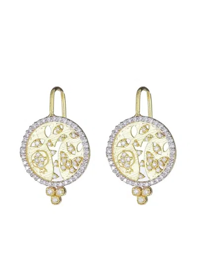 Tanya Farah 18k Yellow Gold Tree Of Life Diamond Earrings In Multi