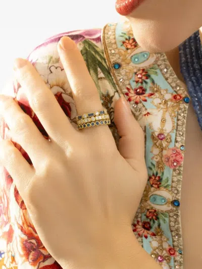 Tanya Farah Blue Sapphire Modern Etruscan Stack Ring In Brown