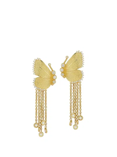 Tanya Farah Diamond Butterfly Earrings In Gold