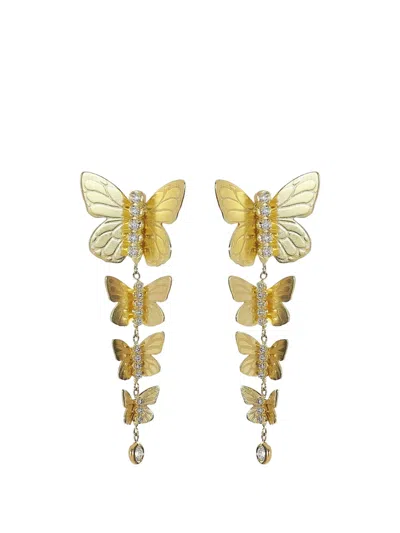 Tanya Farah Diamond-embellishment Butterfly Earrings In Gold