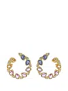 Tanya Farah Jasmine Bloom Bypass Sapphire And Diamond Hoop Earrings In Gold