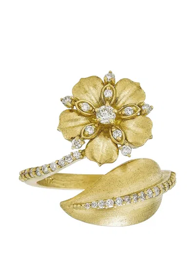 Tanya Farah Jasmine Bloom Tala Diamond Bypass Ring In Gold