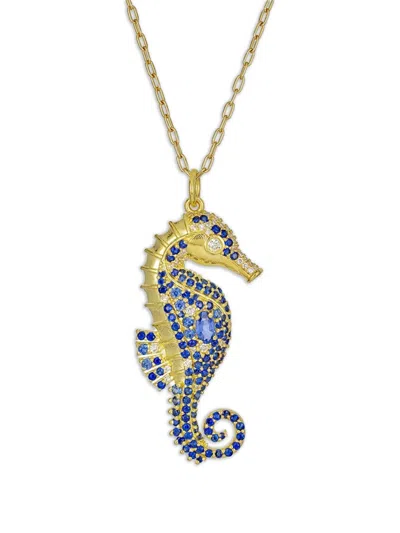 Tanya Farah Seahorse Sapphire Necklace In Gold