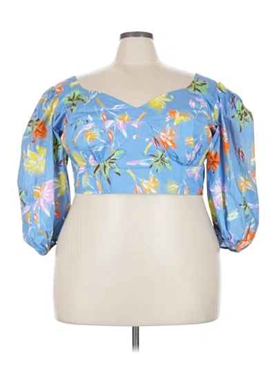Pre-owned Tanya Taylor 3/4 Sleeve Blouse In Blue
