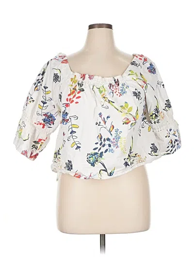 Pre-owned Tanya Taylor 3/4 Sleeve Blouse In White