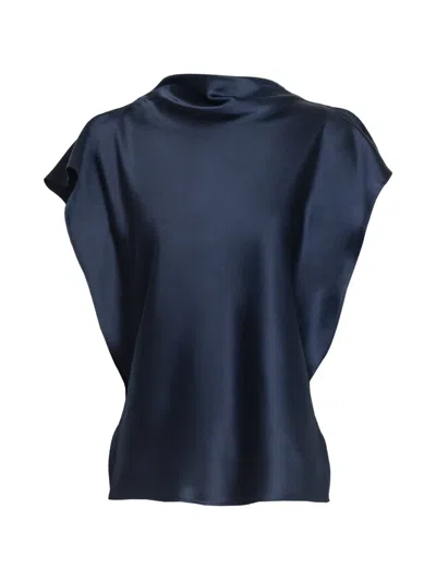 Tanya Taylor Adrien Cowl-neck Blouse In Blue