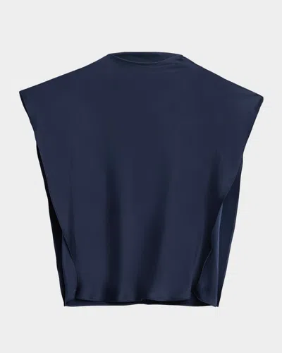 Tanya Taylor Adrien Draped Satin Top In Blue