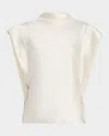 Tanya Taylor Adrien Draped Satin Top In White