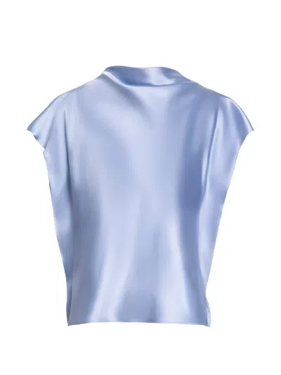 Tanya Taylor Adrien Draped-neck Blouse In Blue