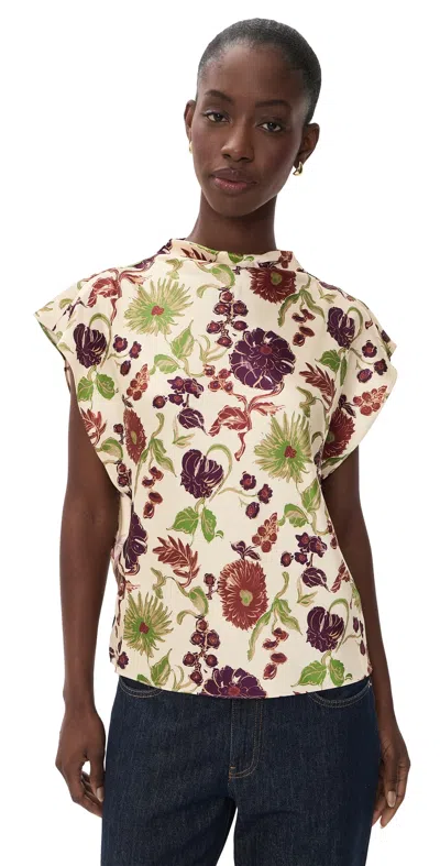 Tanya Taylor Adrien Top Cream Multi In Brown