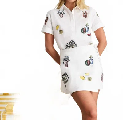 Tanya Taylor Agnes Mini Skirt In Optic White In Animal Print