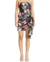 Tanya Taylor Alina Strapless Draped Mini Dress In Multi