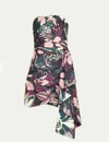 Tanya Taylor Alina Strapless Draped Mini Dress In Multi