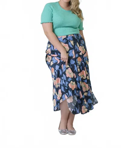 Tanya Taylor Allura Midi Skirt - Plus In Navy In Blue