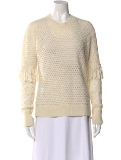 Pre-owned Tanya Taylor Alpaca Crew Neck Sweater In Neutral