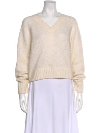 Pre-owned Tanya Taylor Alpaca V-neck Sweater In Neutral