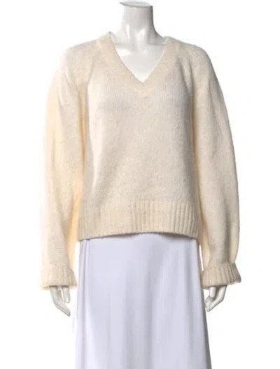 Pre-owned Tanya Taylor Alpaca V-neck Sweater In Neutral