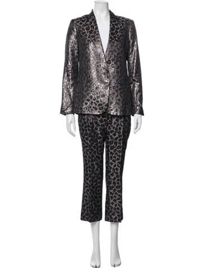 Pre-owned Tanya Taylor Animal Print Glitter Accents Pantsuit In Black