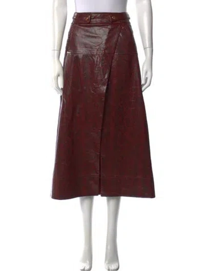 Pre-owned Tanya Taylor Animal Print Midi Length Skirt In Burgundy