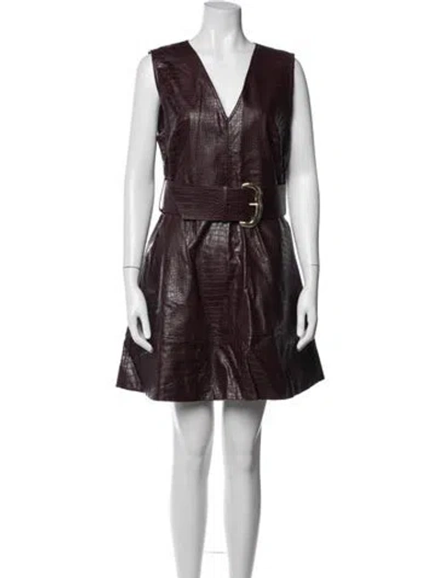 Pre-owned Tanya Taylor Animal Print Mini Dress In Burgundy
