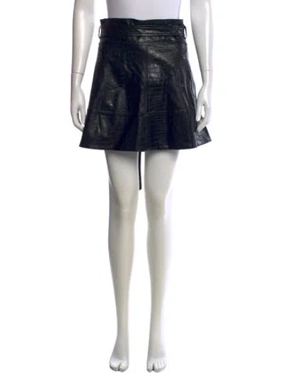 Pre-owned Tanya Taylor Animal Print Mini Skirt In Black