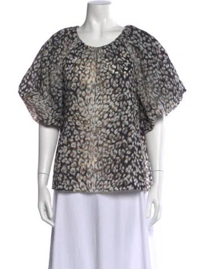 Pre-owned Tanya Taylor Animal Print Scoop Neck Top In Neutral