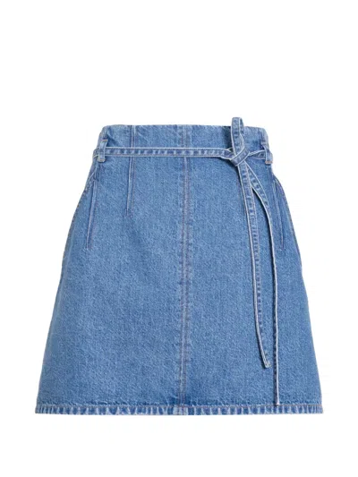 Tanya Taylor Annika Belted Mini Skirt In Blue