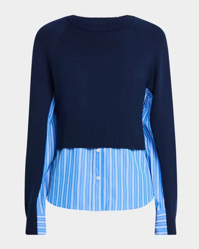 Tanya Taylor Archie Combo Sweater In Maritime Blue/ Cerul