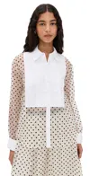 Tanya Taylor Arielle Silk Top Cream/black/optic White Multi In Neutral