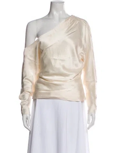 Pre-owned Tanya Taylor Asymmetrical Long Sleeve Top In Neutral